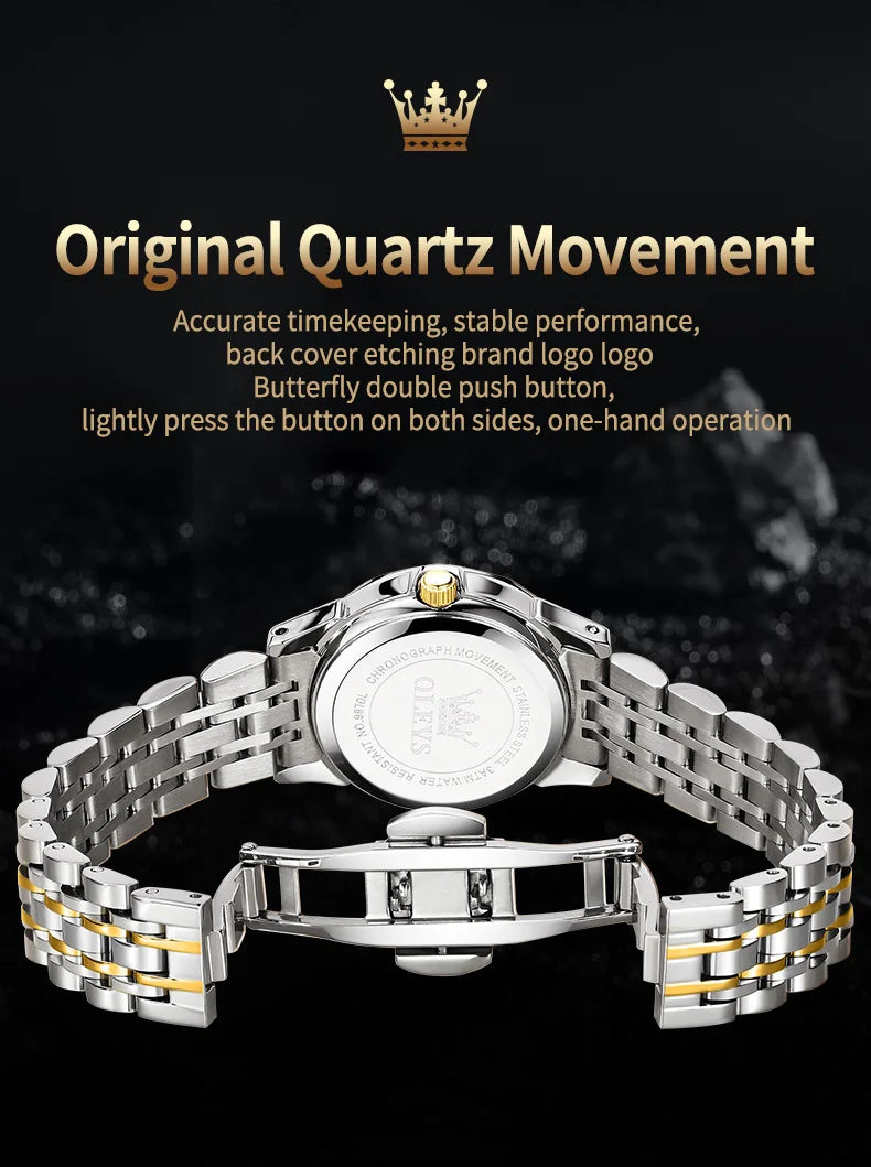 OLEVS montre de luxe montre pour hommes étanche argent acier inoxydable classique montre-bracelet à Quartz décontractée .