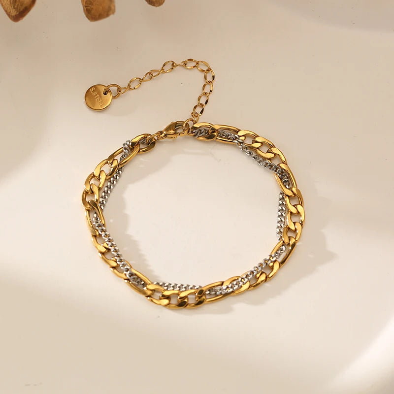 Bracelet jonc en acier inoxydable 316L couleur or pour femmes.