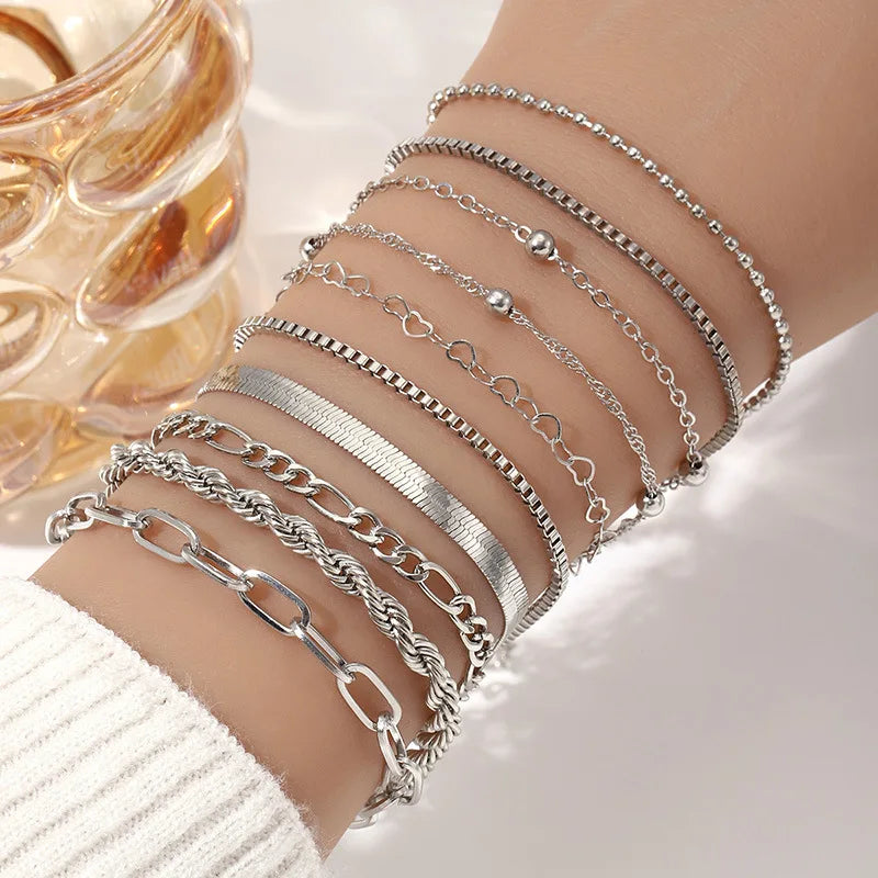 Lot de 10 bracelets dorés bohème