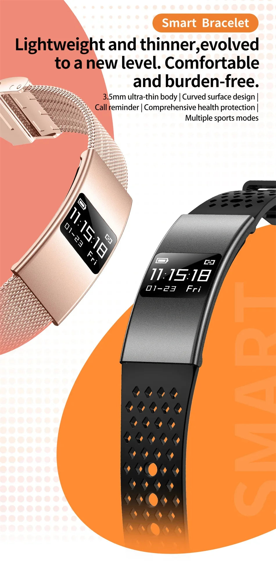 Nouveau modèle 2026 – Bracelet intelligent ultra-fin 3,5 mm avec suivi scientifique du sommeil et surveillance de la santé 24h/24 pour femmes