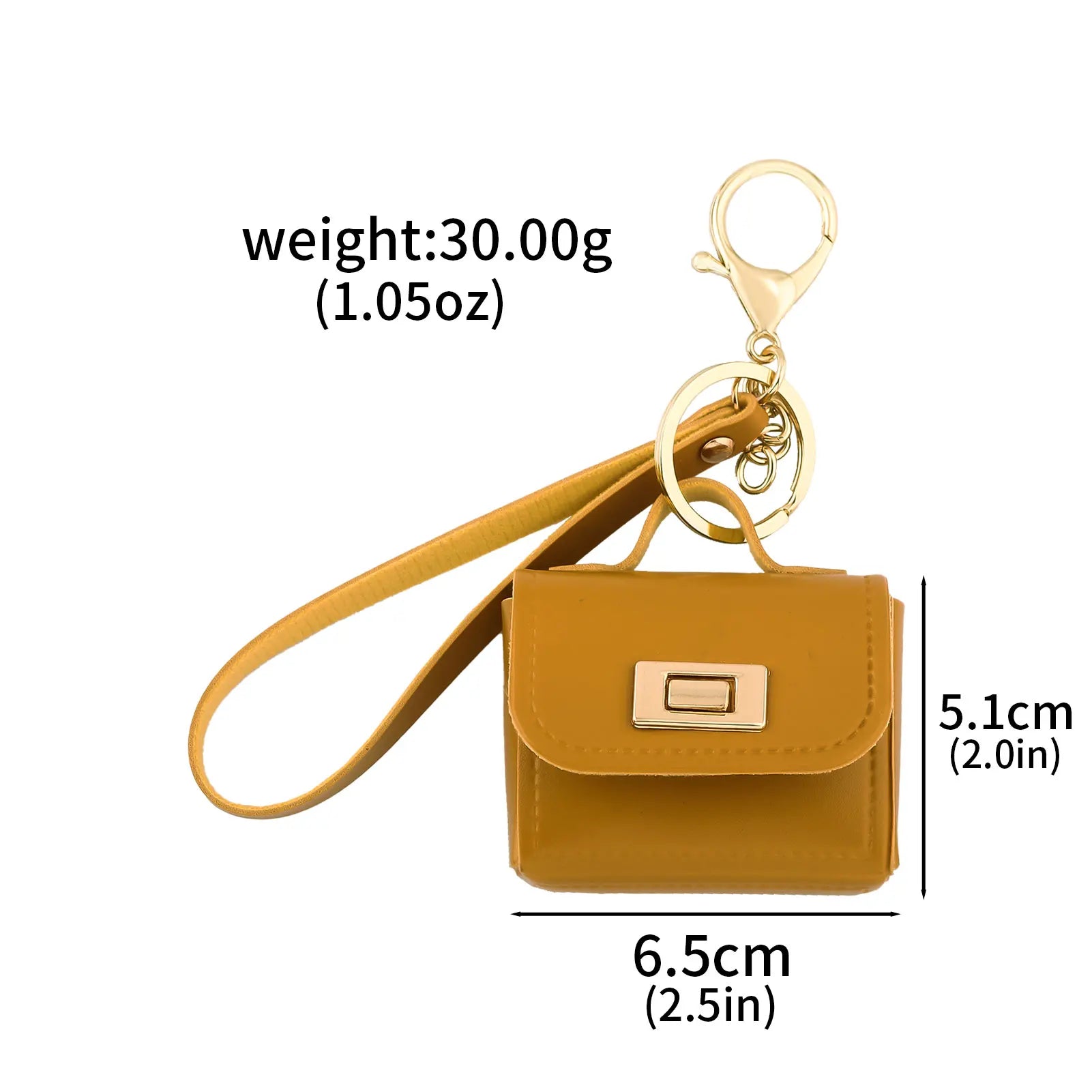 Mini Sac Porte-Clés en Cuir PU — Porte-Monnaie Zippé, Pendentif Sac, 7 Coloris