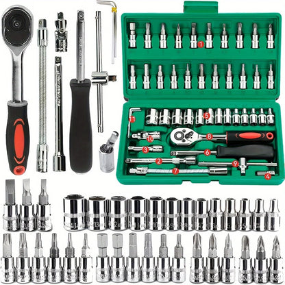 Kit d'Outils Professionnel 46 Pièces – Coffret à Cliquet pour Entretien Auto & Bricolage