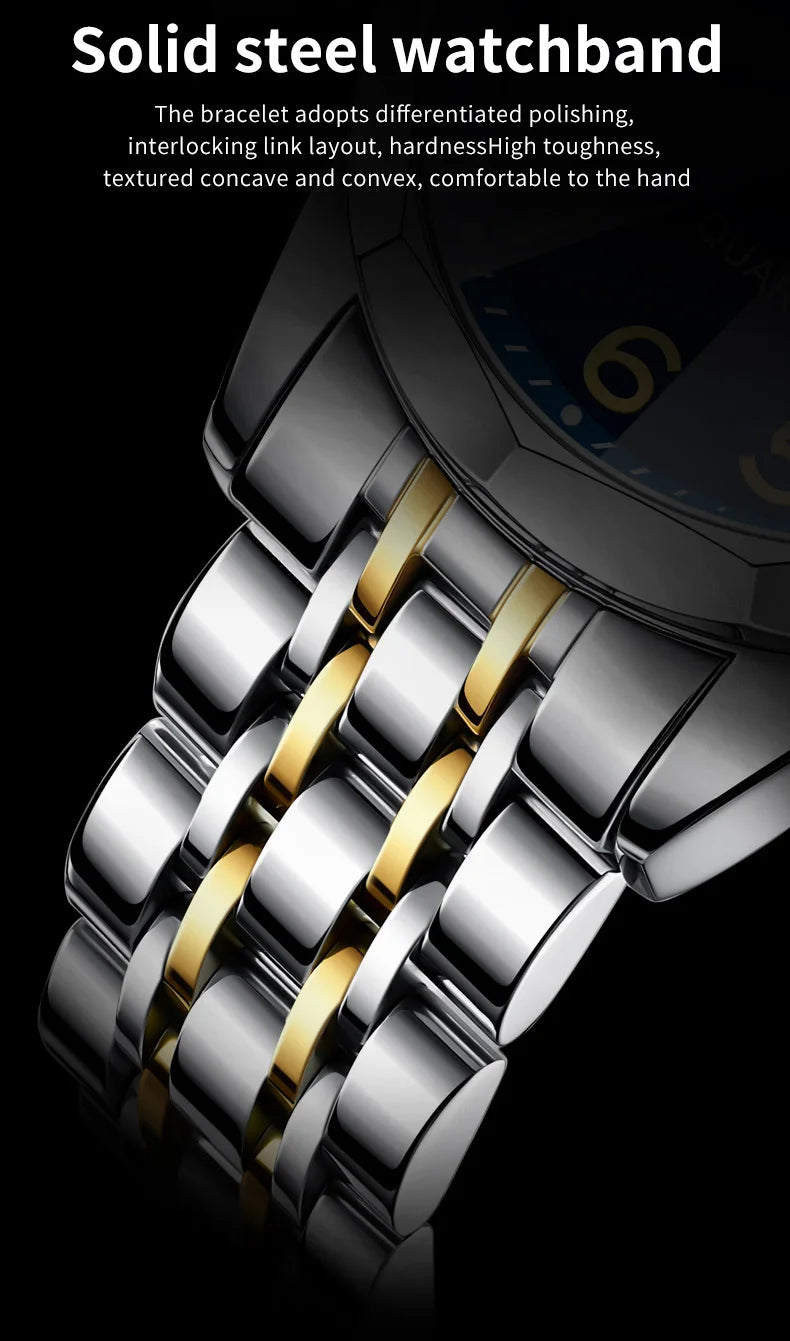 OLEVS montre de luxe montre pour hommes étanche argent acier inoxydable classique montre-bracelet à Quartz décontractée .