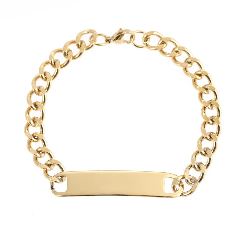 Chaîne à main en acier inoxydable de 7MM, Bracelet Simple pour hommes et femmes.