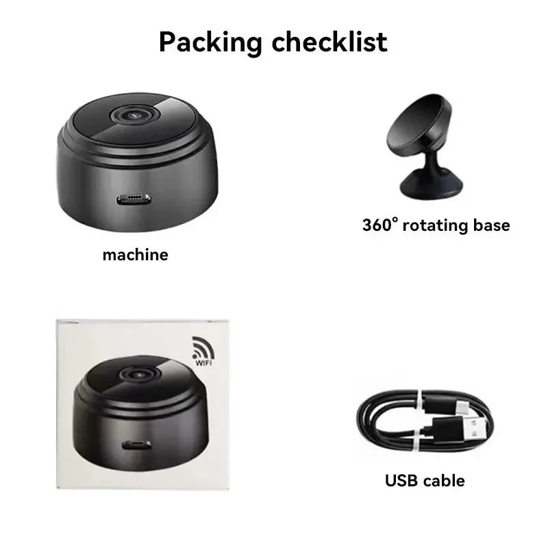 Mini Caméra WiFi A9 – Surveillance HD Sans Fil, Intérieur
