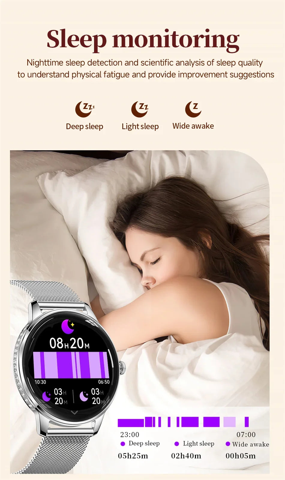 Nouvelle Montre Connectée Ultra-Mince 2026 pour Femme avec Suivi de Santé, Appel Bluetooth, Fréquence Cardiaque, Oxygène Sanguin et Modes Sportifs