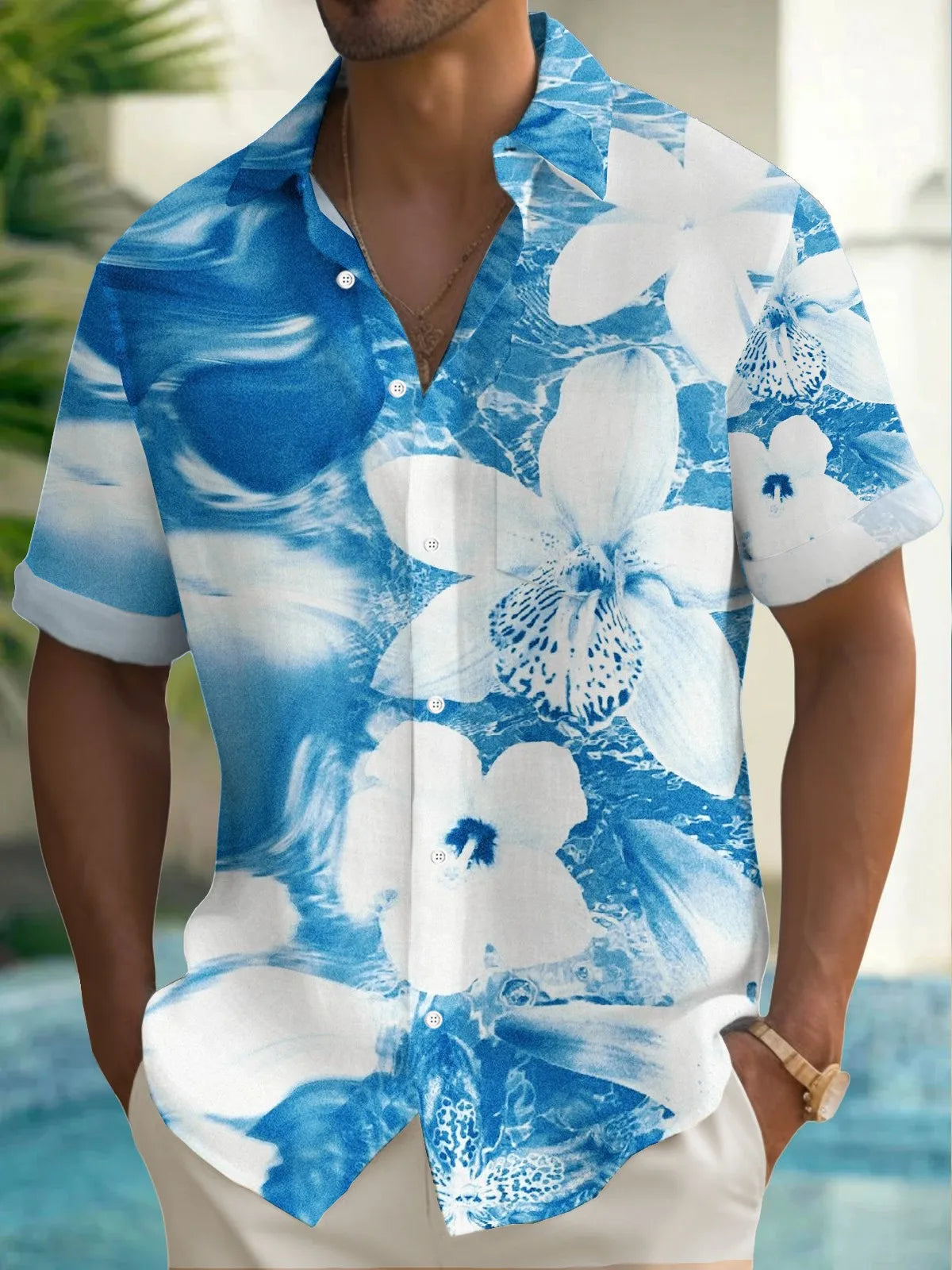 Chemises d'été pour hommes, chemise hawaïenne décontractée,manches courtes.