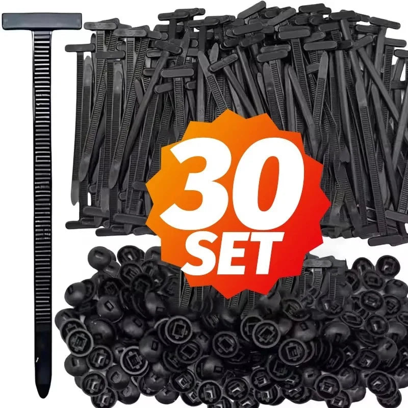 Boucle d'attache de câble en Nylon robustes avec bouton à broche, outil universel à fermeture éclair autobloquante, sangle de fixation pour réparation quotidienne de voiture