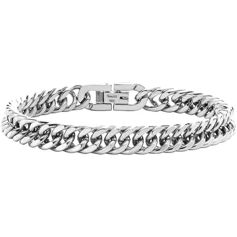 Bracelet chaîne cubaine en acier inoxydable étanche HNSP avec fermoir à bouton-poussoir pour homme, bijoux, accessoires streetwear hip-hop 8MM