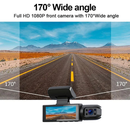 Caméra de tableau de bord pour voitures 1080P, enregistreur vidéo DVR, double caméra de voiture, vue avant et intérieure, enregistrement en boucle, moniteur WiFi Dashcam