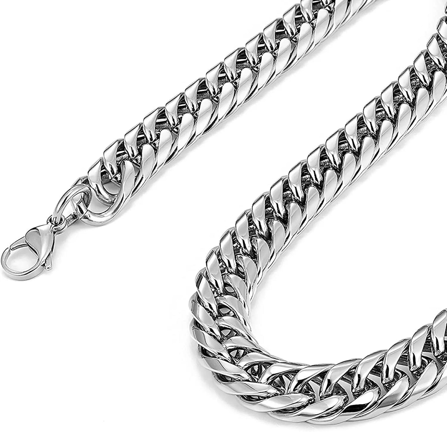 Collier à maillons cubains en acier inoxydable pour hommes, chaîne épaisse et lourde, 8/10/12/14MM, accessoires Punk Rock