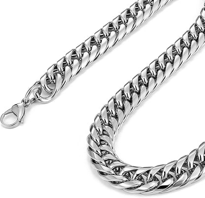 Collier à maillons cubains en acier inoxydable pour hommes, chaîne épaisse et lourde, 8/10/12/14MM, accessoires Punk Rock