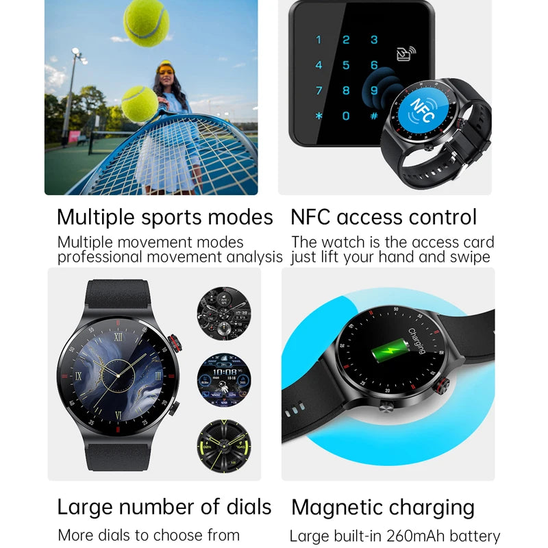 Montre Connectée Homme ChiBear – 1,28" GPS, ECG+PPG, Appel BT, Cardio, 100+ Sports