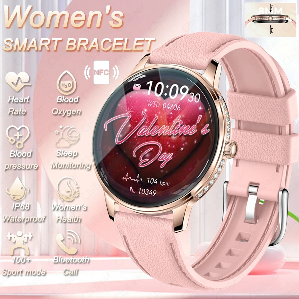 Nouvelle Montre Connectée Ultra-Mince 2026 pour Femme avec Suivi de Santé, Appel Bluetooth, Fréquence Cardiaque, Oxygène Sanguin et Modes Sportifs