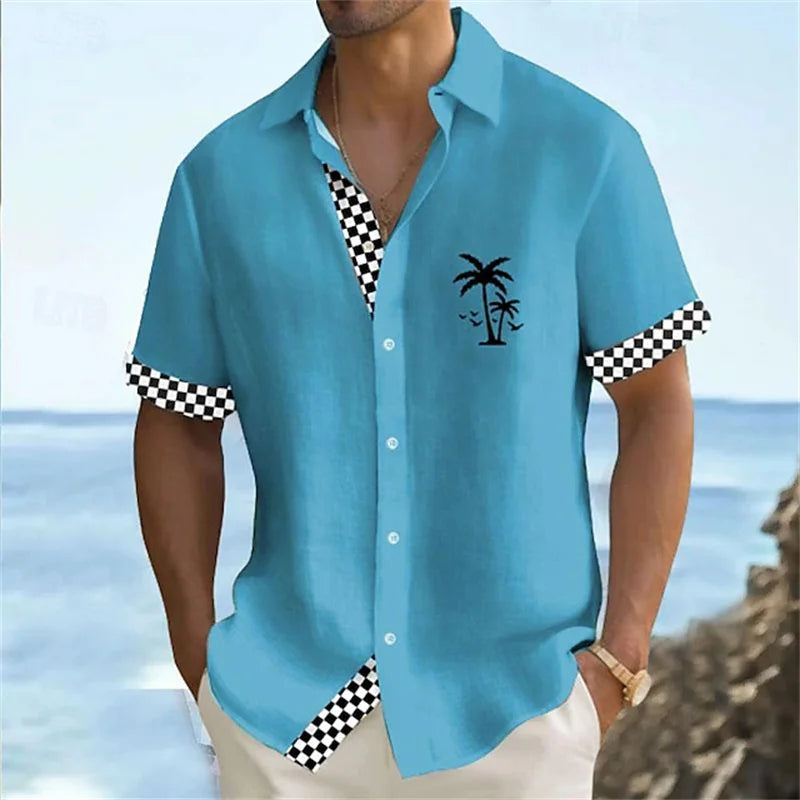 Chemise hawaïenne à motif rayé dégradé