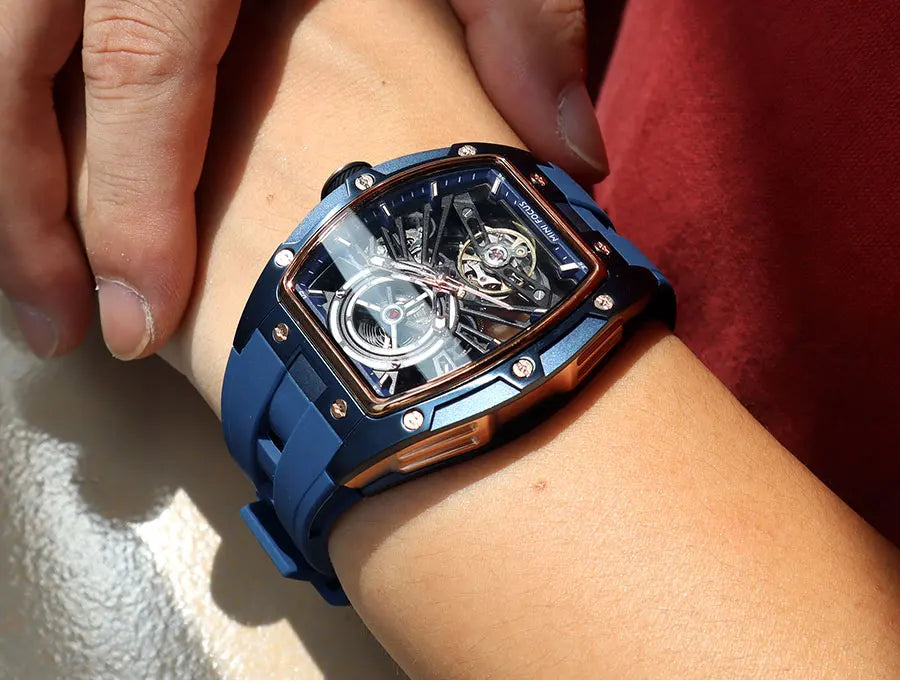 Montre Homme MINIFOCUS — Mécanique Automatique Squelette, Silicone & Waterproof 5ATM