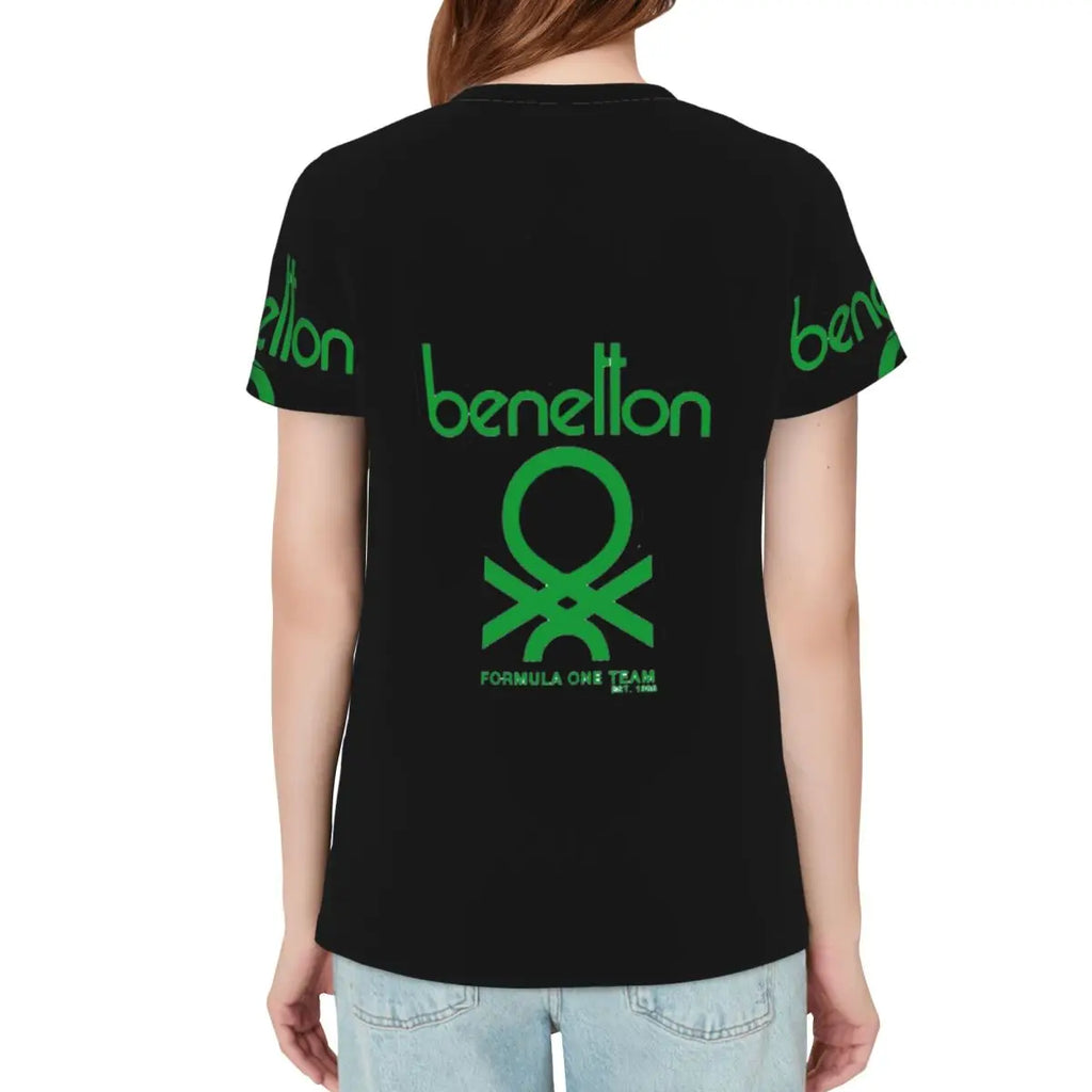 T-shirt Benetton pour femme, manches courtes, col rond, vêtements en coton, t-shirts d'été, streetwear