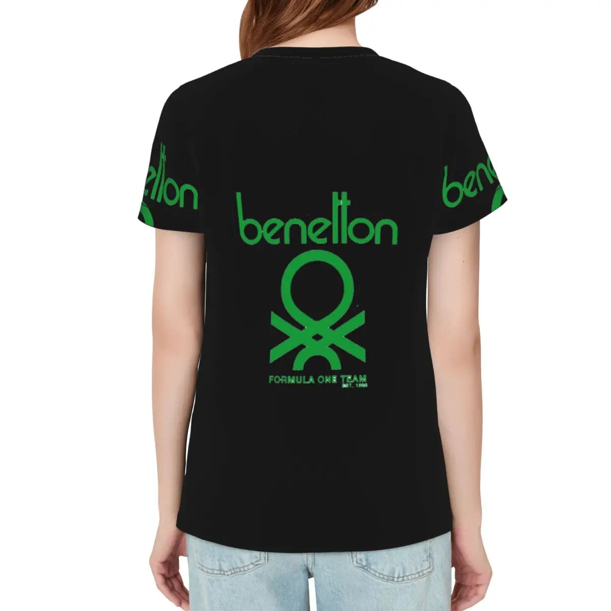 T-shirt Benetton pour femme, manches courtes, col rond, vêtements en coton, t-shirts d'été, streetwear