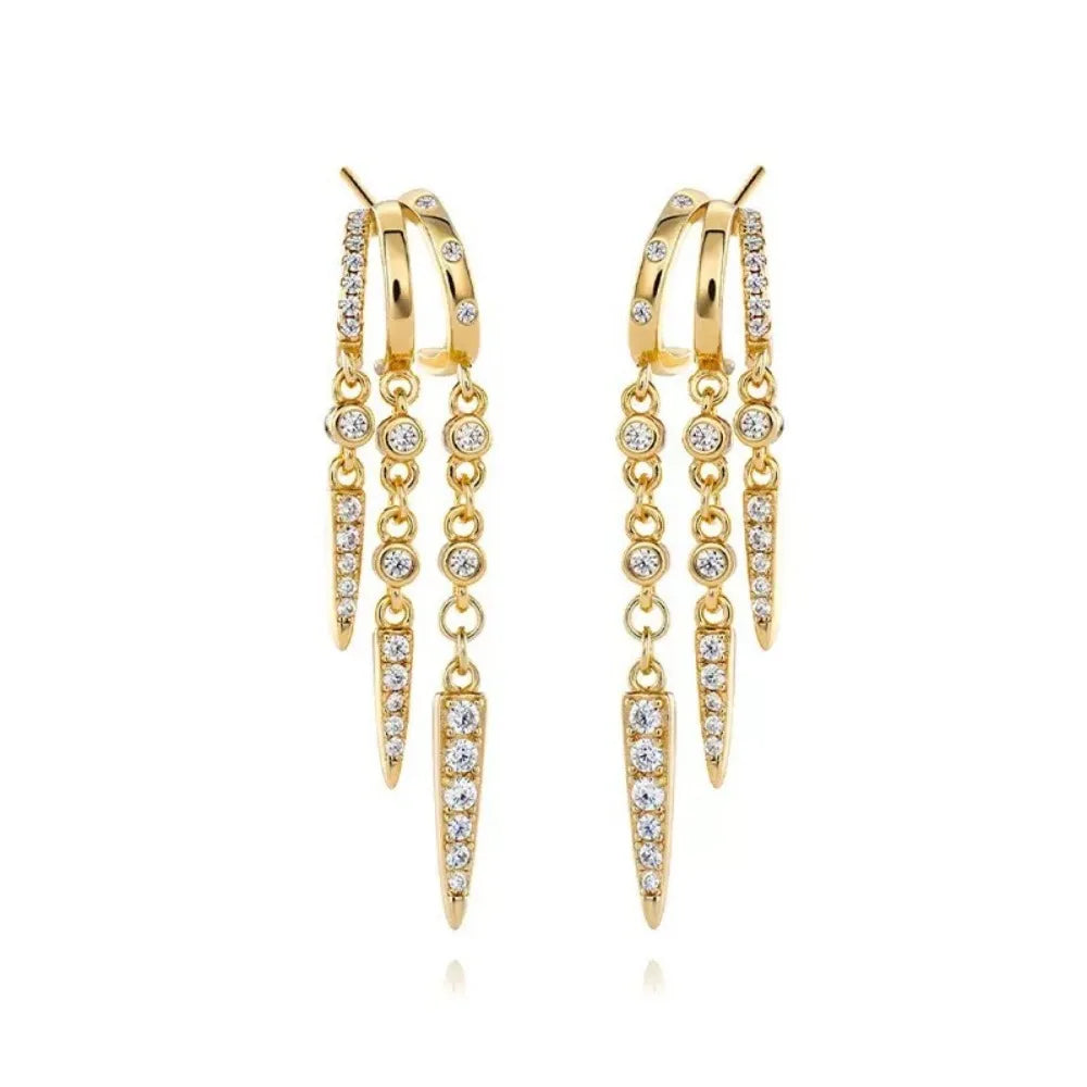 Boucles d'Oreilles Femme GUOLE — Zircon Micro-incrusté, Rivets Géométriques & Acier Inoxydable
