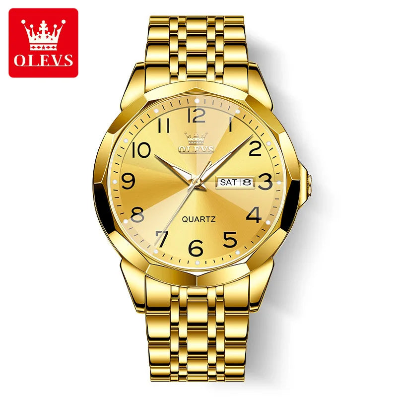 OLEVS montre de luxe montre pour hommes étanche argent acier inoxydable classique montre-bracelet à Quartz décontractée .