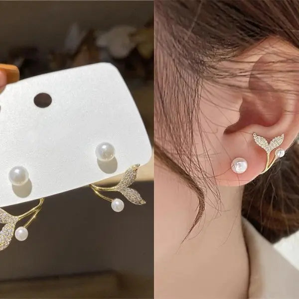 Boucles d'oreilles feuilles zircon