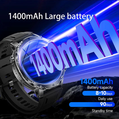 Smartwatch Militaire GUHUAVMI 2026 – Écran AMOLED 1,7", Batterie 1400mAh, GPS, Appel Bluetooth