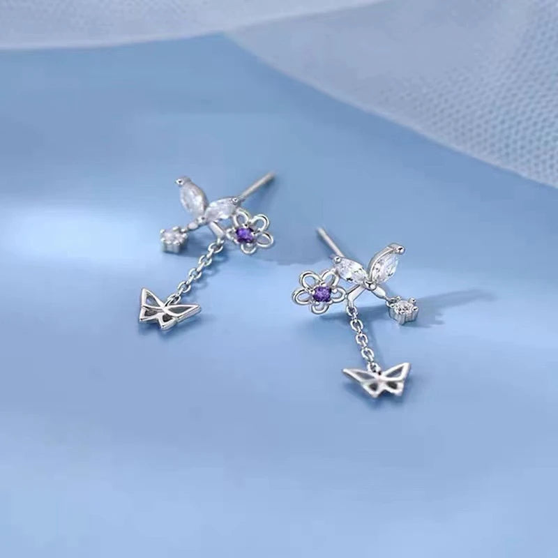 Boucles d'oreilles feuilles zircon
