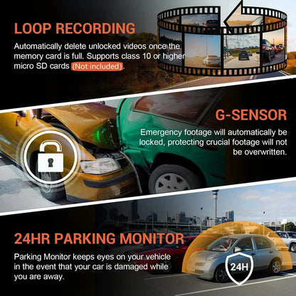 Dashcam Double Objectif WiFi 1080P — Vision Nocturne, Grand Angle 170°, Capteur G