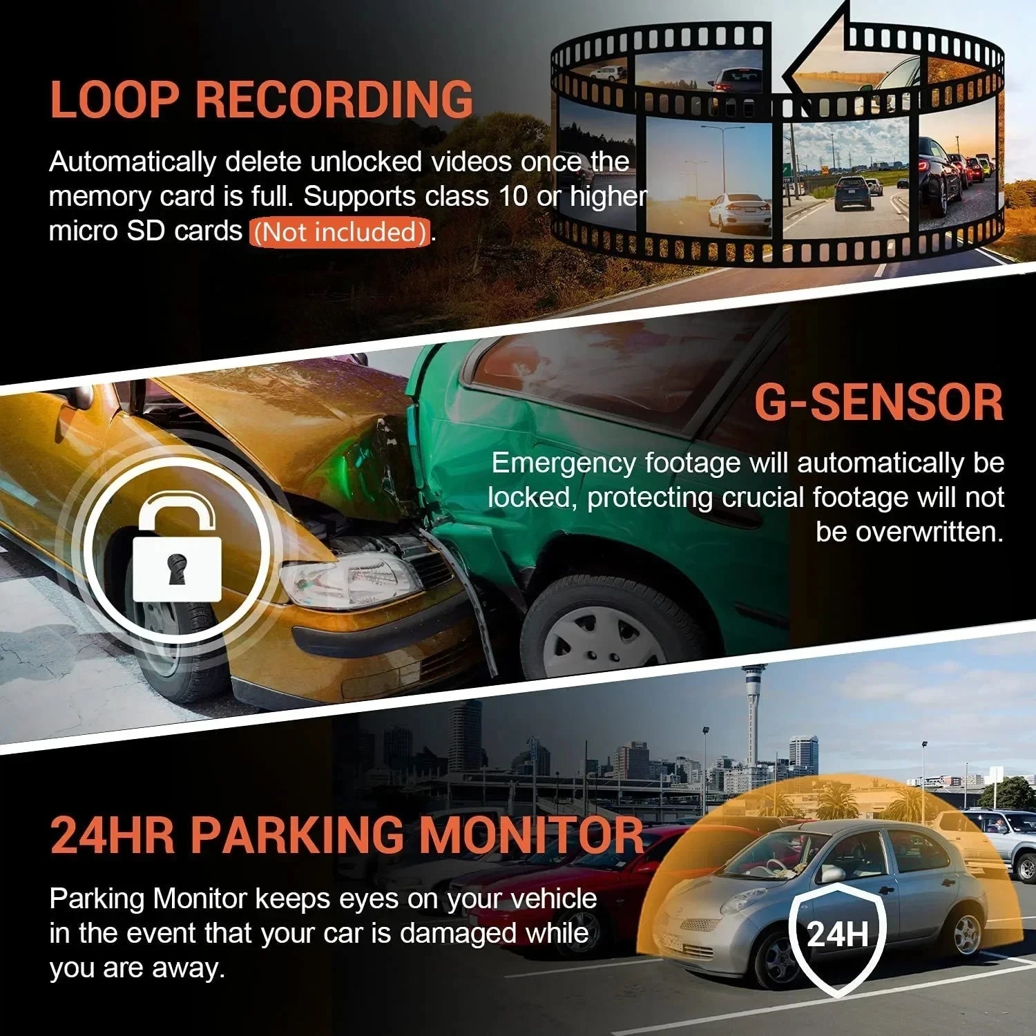 Caméra de tableau de bord double WIFI 1080P pour voitures, avant et intérieure, caméra de voiture avec vision nocturne IR, enregistrement en boucle, grand angle, caméra DVR pour voiture
