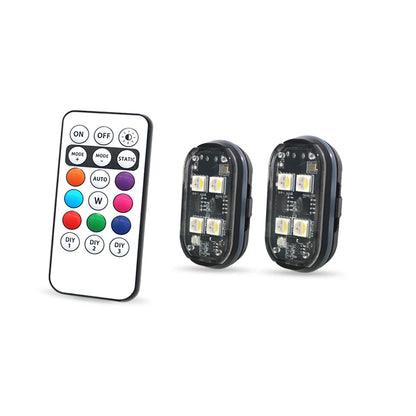 Lumières stroboscopiques LED sans fil, lumière d'ambiance de décoration de voiture, lumières Led rechargeables 8 couleurs, voyant d'avertissement Anti-Collision, 2/4 pièces