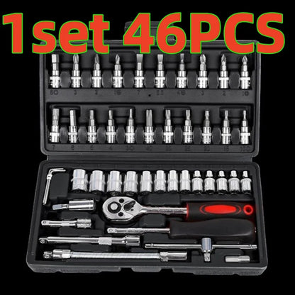 Kit d'outils de Réparation Auto 46 Pièces – Coffret Cliquet Multifonction
