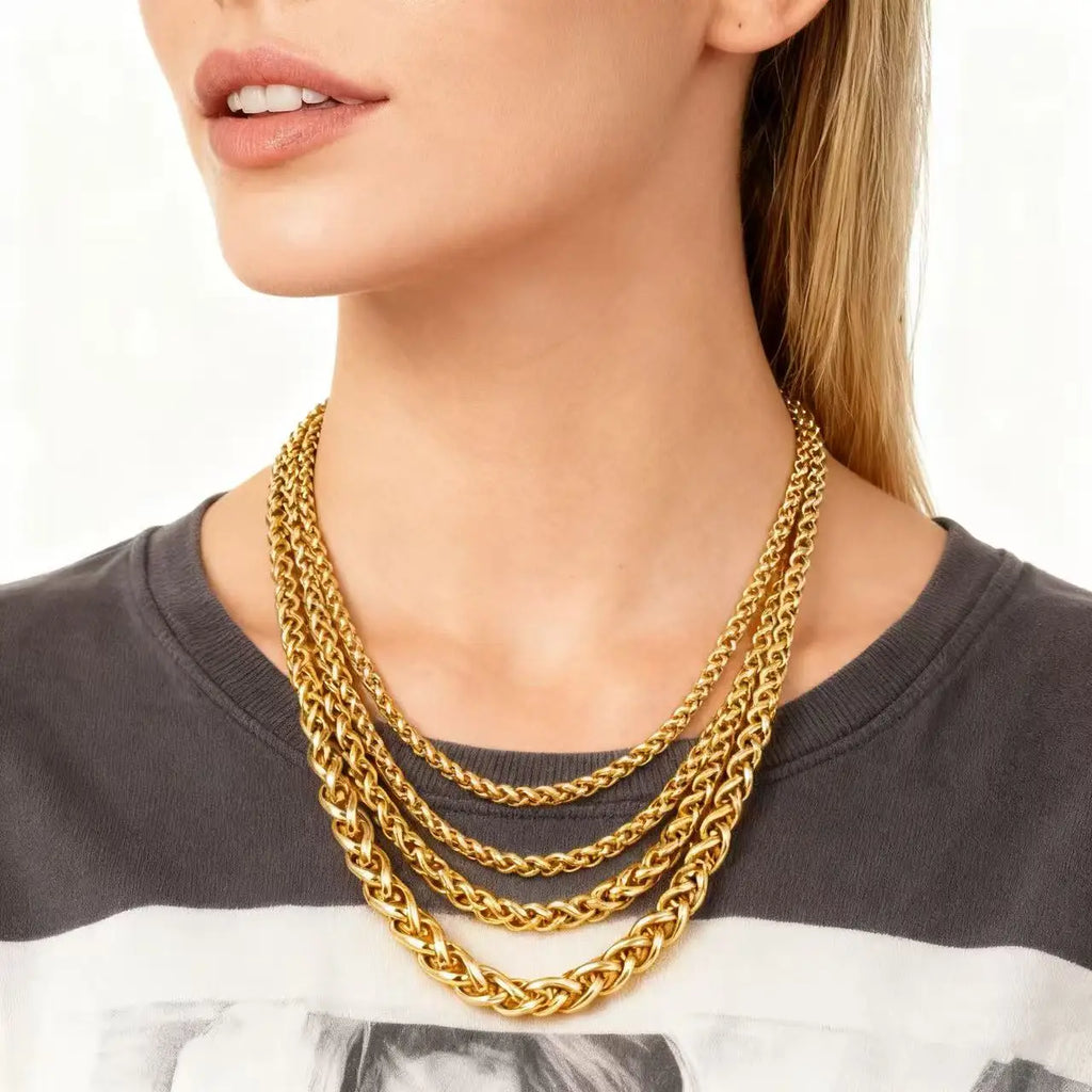 Collier en chaîne torsadée en acier inoxydable HNSP pour hommes, bijoux de cou polyvalents, pendentif, chaîne noire/dorée, accessoires 3/4/5/6/8MM