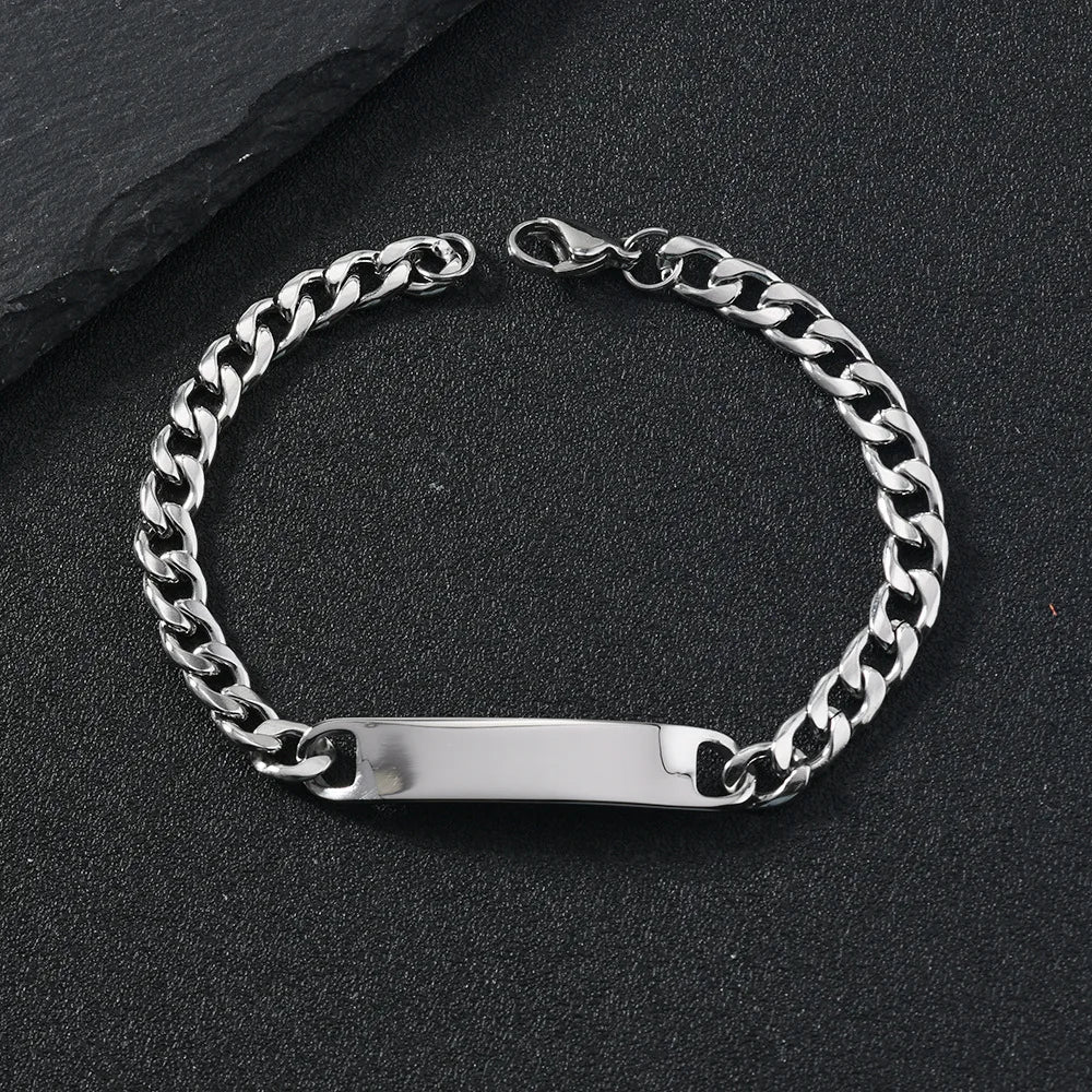 Chaîne à main en acier inoxydable de 7MM, Bracelet Simple pour hommes et femmes.