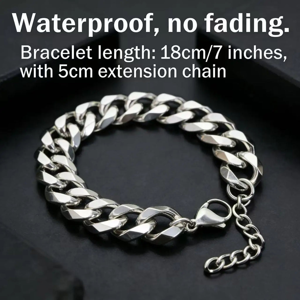 Bracelet chaîne cubaine en acier inoxydable épais HNSP 3MM-15MM pour hommes, bijou de main, accessoire de style punk urbain