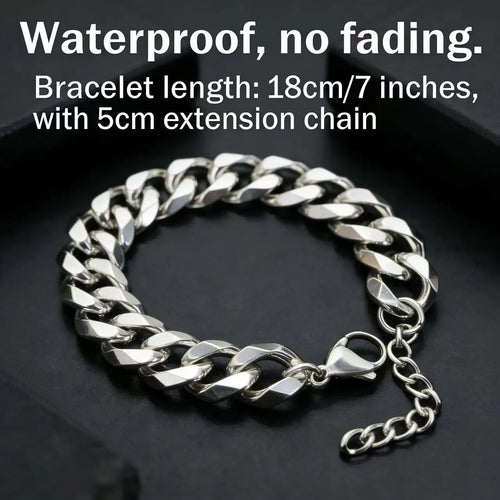 Bracelet chaîne cubaine en acier inoxydable épais HNSP 3MM-15MM Homme.