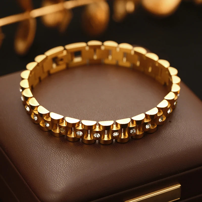 Bracelet jonc en acier inoxydable 316L GANEMLY pour femmes, nouveau bracelet punk, chaîne de poignet, bijoux imperméables, bijoux femme