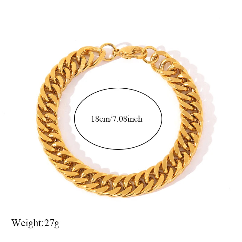 Bracelet jonc en acier inoxydable 316L GANEMLY pour femmes, nouveau bracelet punk, chaîne de poignet, bijoux imperméables, bijoux femme