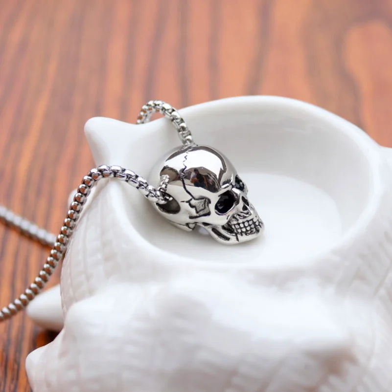 HNSP – collier gothique avec pendentif tête de mort pour hommes, bijoux squelette Punk, accessoires d'halloween