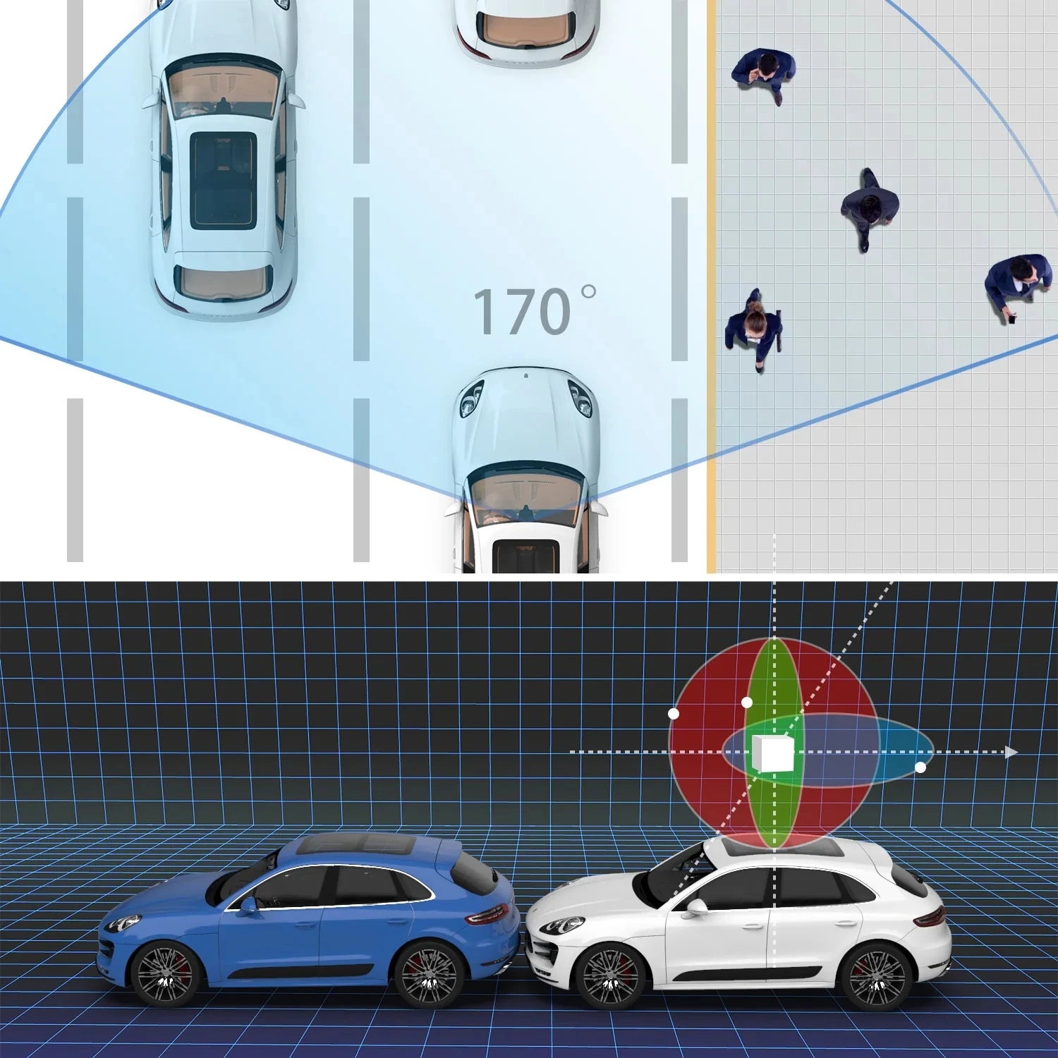Caméra de tableau de bord double WIFI 1080P pour voitures, avant et intérieure, caméra de voiture avec vision nocturne IR, enregistrement en boucle, grand angle, caméra DVR pour voiture