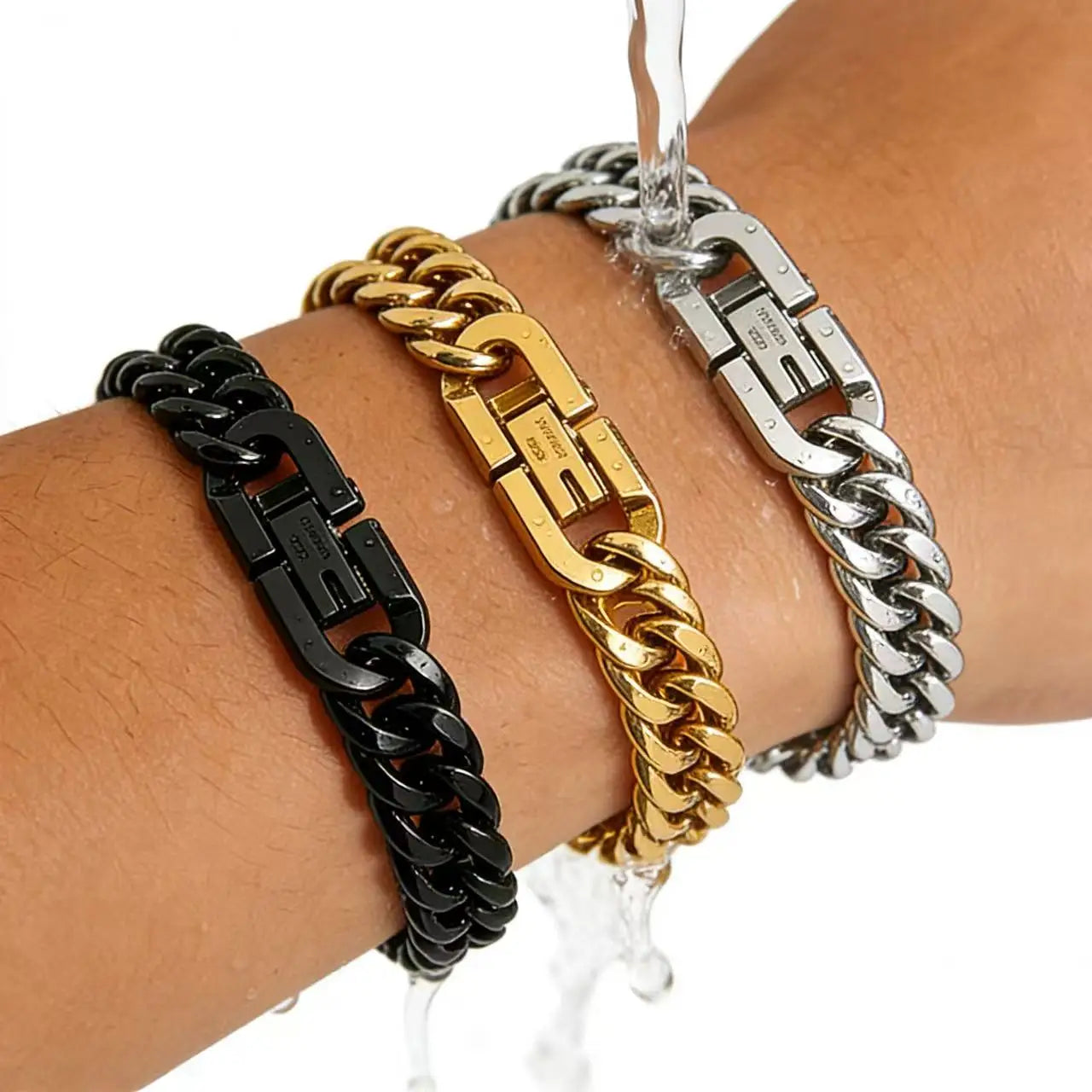 Bracelet chaîne cubaine en acier inoxydable étanche HNSP avec fermoir à bouton-poussoir pour homme, bijoux, accessoires streetwear hip-hop 8MM