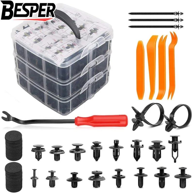 Clips de retenue en plastique pour voiture, goupille de poussée pour garde-boue Automobile, Rivet de panneau de garniture de porte, outil de fixation de taille mixte pour pare-chocs Automobile