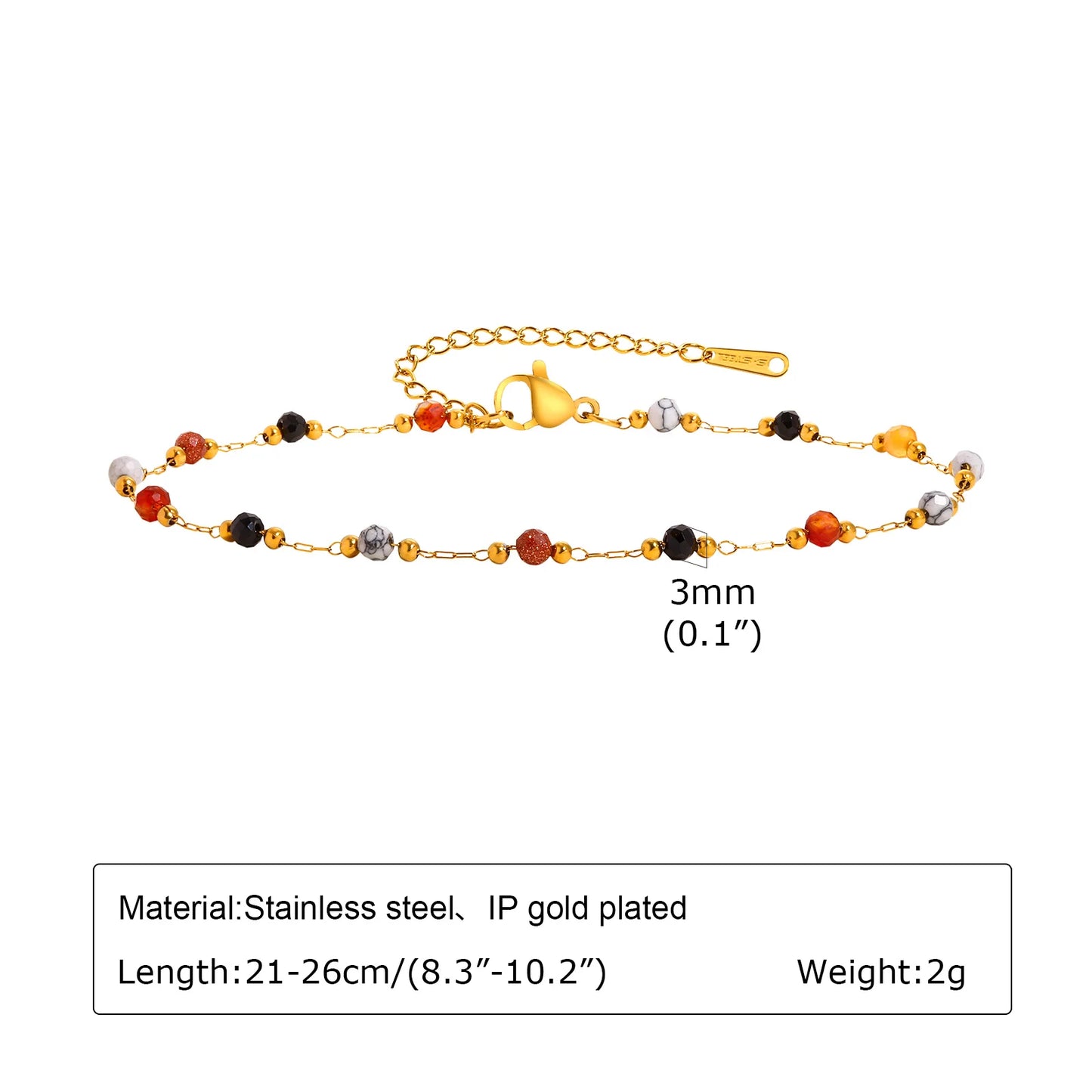 Bracelet de cheville à disque pour femmes, acier inoxydable réglable.