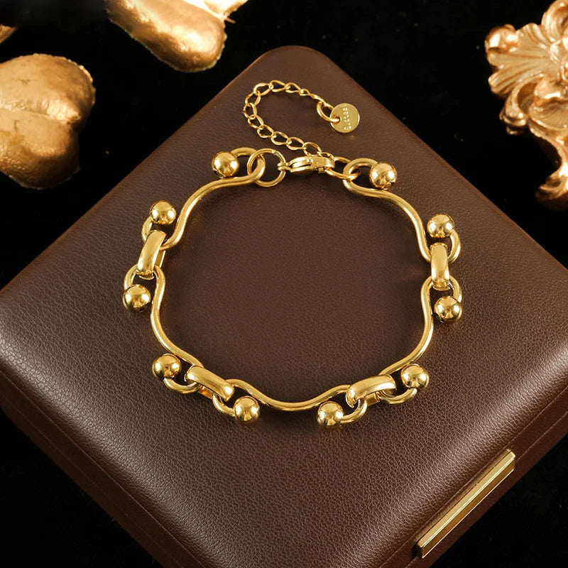Bracelet acier inoxydable pour femmes couleur or