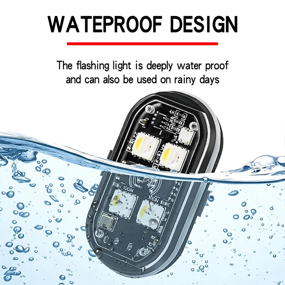 Lumières stroboscopiques LED sans fil, lumière d'ambiance de décoration de voiture, lumières Led rechargeables 8 couleurs, voyant d'avertissement Anti-Collision, 2/4 pièces