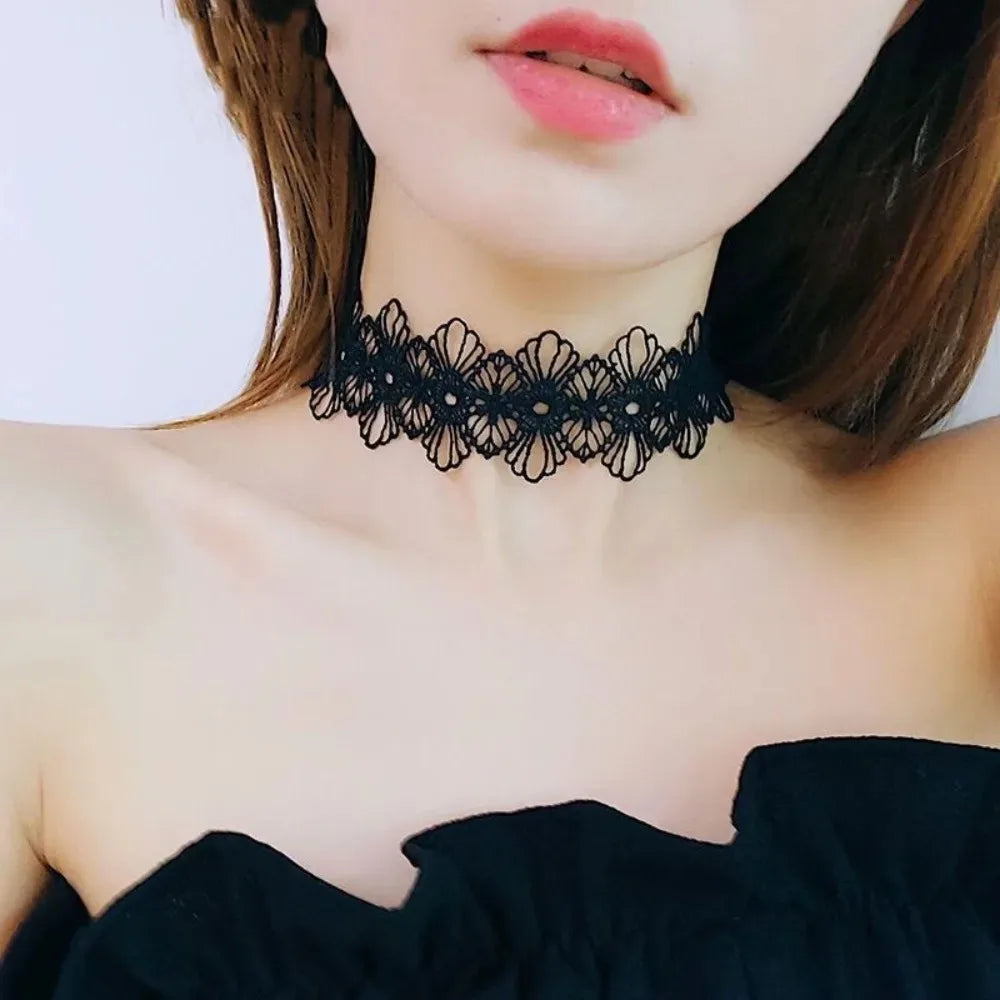 Collier ras du cou sexy en dentelle noire avec nœud pour femme, style gothique, collier doux avec sangle à nœud.