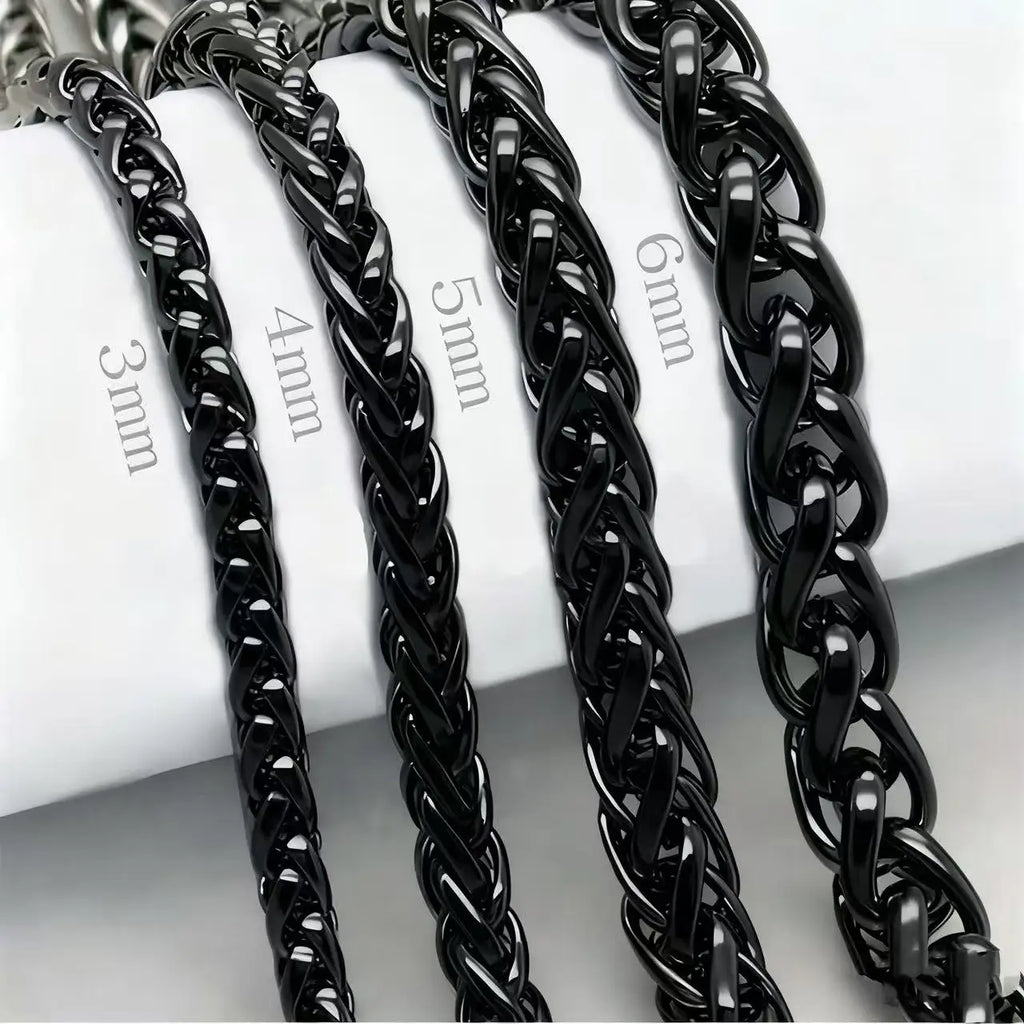 Collier en chaîne torsadée en acier inoxydable HNSP pour hommes, bijoux de cou polyvalents, pendentif, chaîne noire/dorée, accessoires 3/4/5/6/8MM