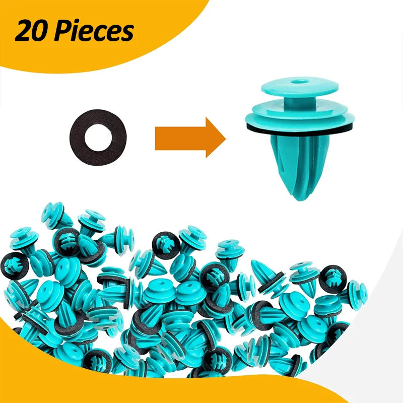 20-500 Pièces de clips de panneau de porte de voiture avec joint d'étanchéité, rivets de fixation et retenues de pare-chocs, adaptés aux clips de fixation de pare-chocs automobiles