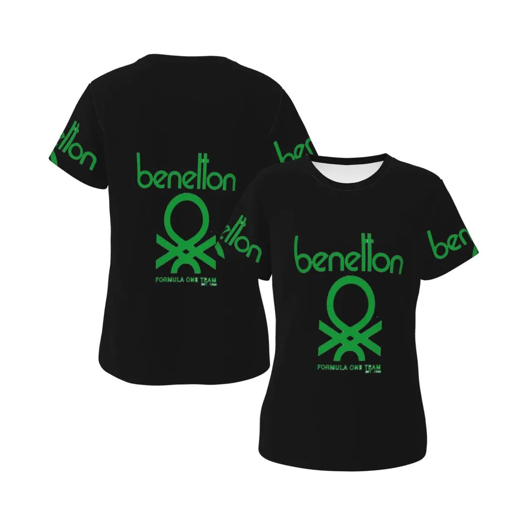 T-shirt Benetton pour femme, manches courtes, col rond, vêtements en coton, t-shirts d'été, streetwear