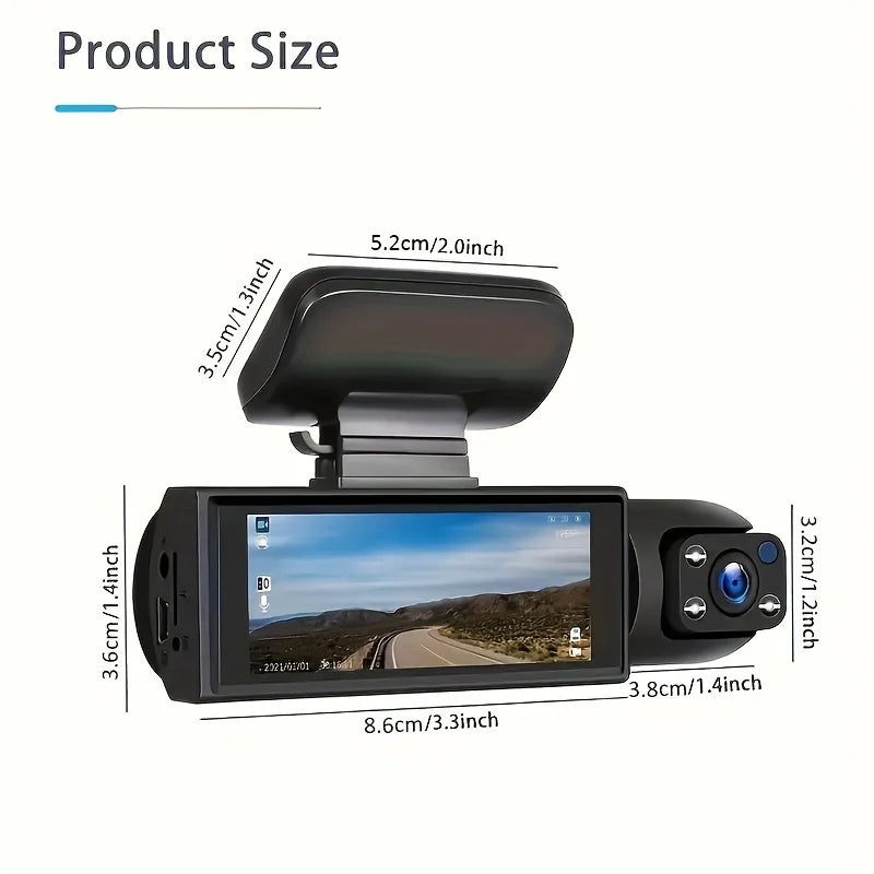 Caméra de tableau de bord double WIFI 1080P pour voitures, avant et intérieure, caméra de voiture avec vision nocturne IR, enregistrement en boucle, grand angle, caméra DVR pour voiture