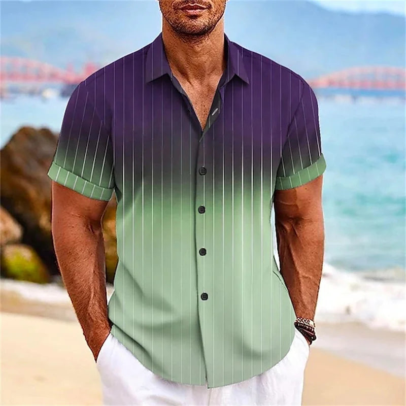 Chemise hawaïenne à motif rayé dégradé